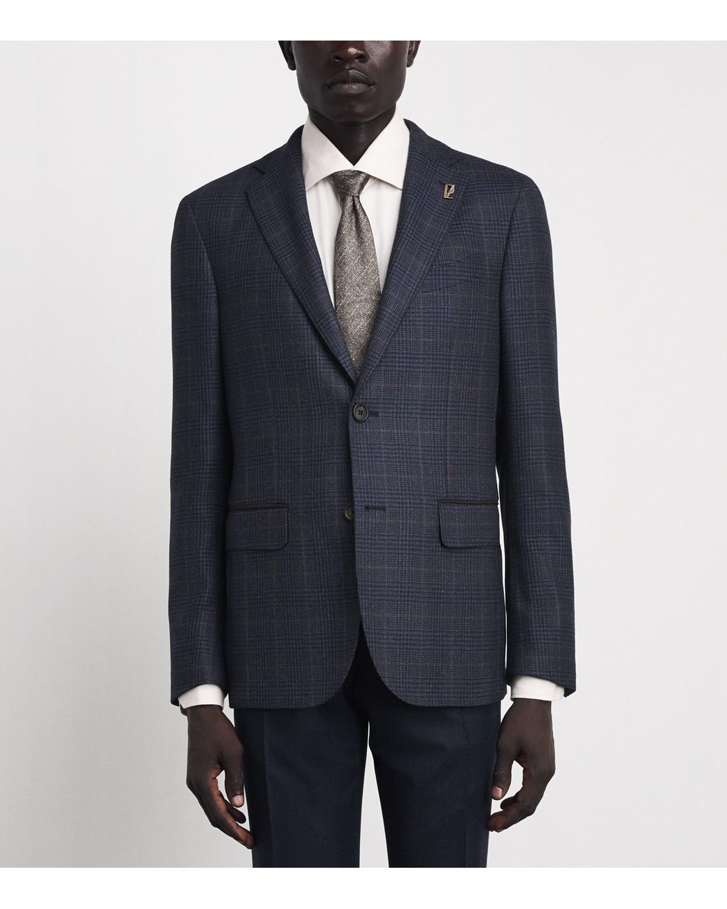 Pal Zileri Blue Wool Check Blazer for men