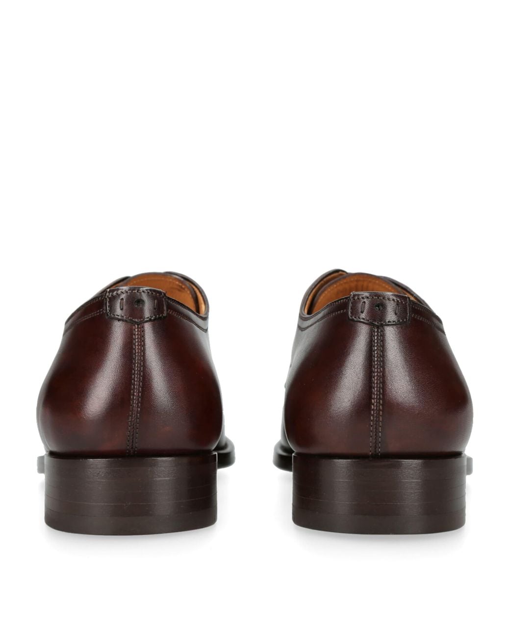 Magnanni Shoes Brown Leather Stitch Flex Derby Shoes for men