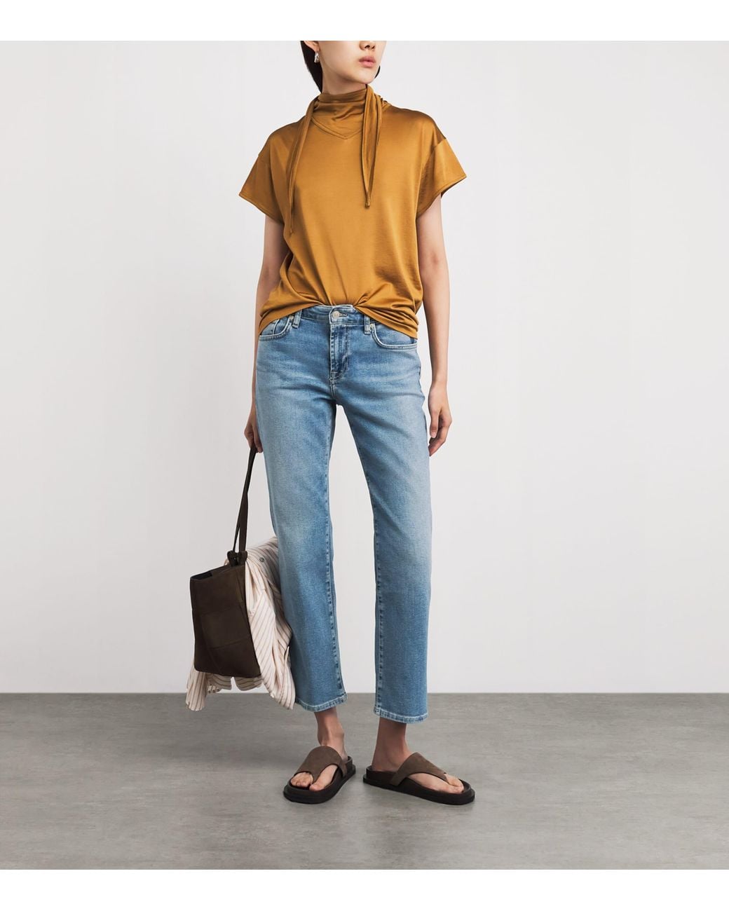 7 For All Mankind Blue Calie Mid-Rise Straight Jeans
