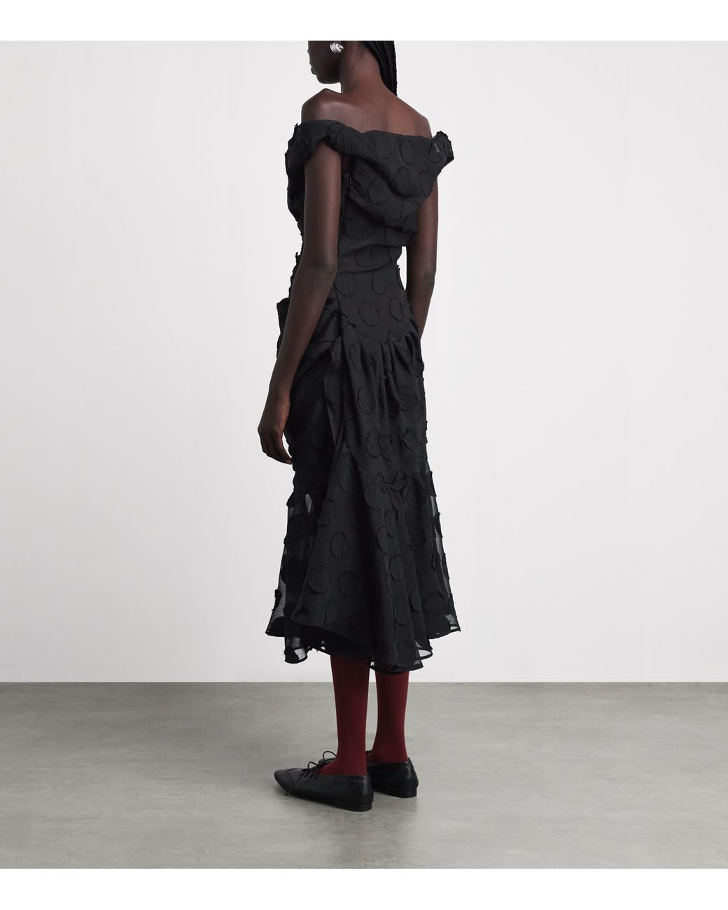 Vivienne Westwood Black Polka-Dot Ginnie Frill Midi Dress