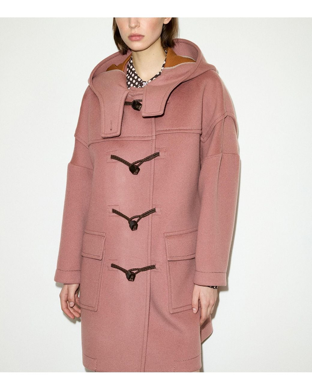 MAX&Co. Pink Virgin Wool Blend Hooded Duffle Coat