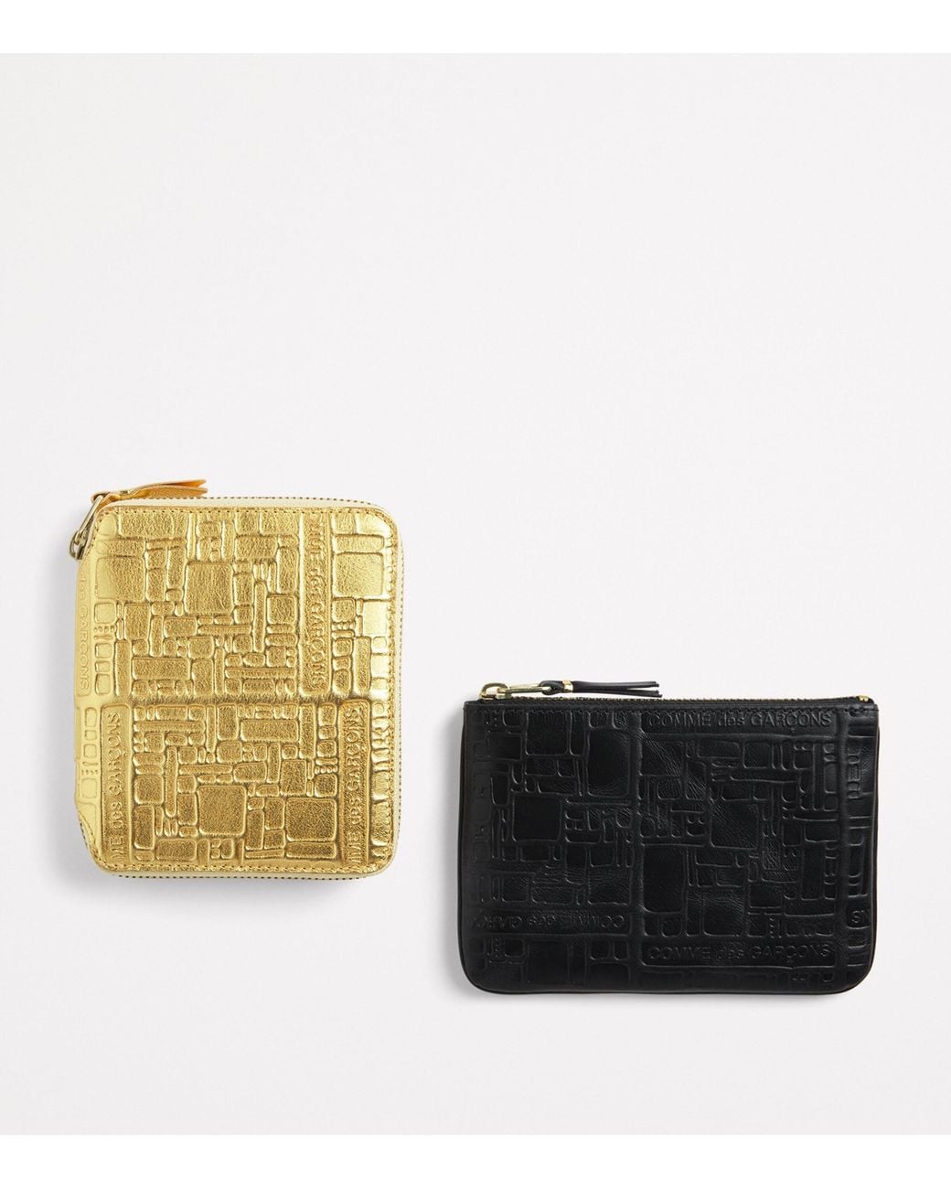Comme des Garçons Black Leather Logo Embossed Zipped Pouch for men