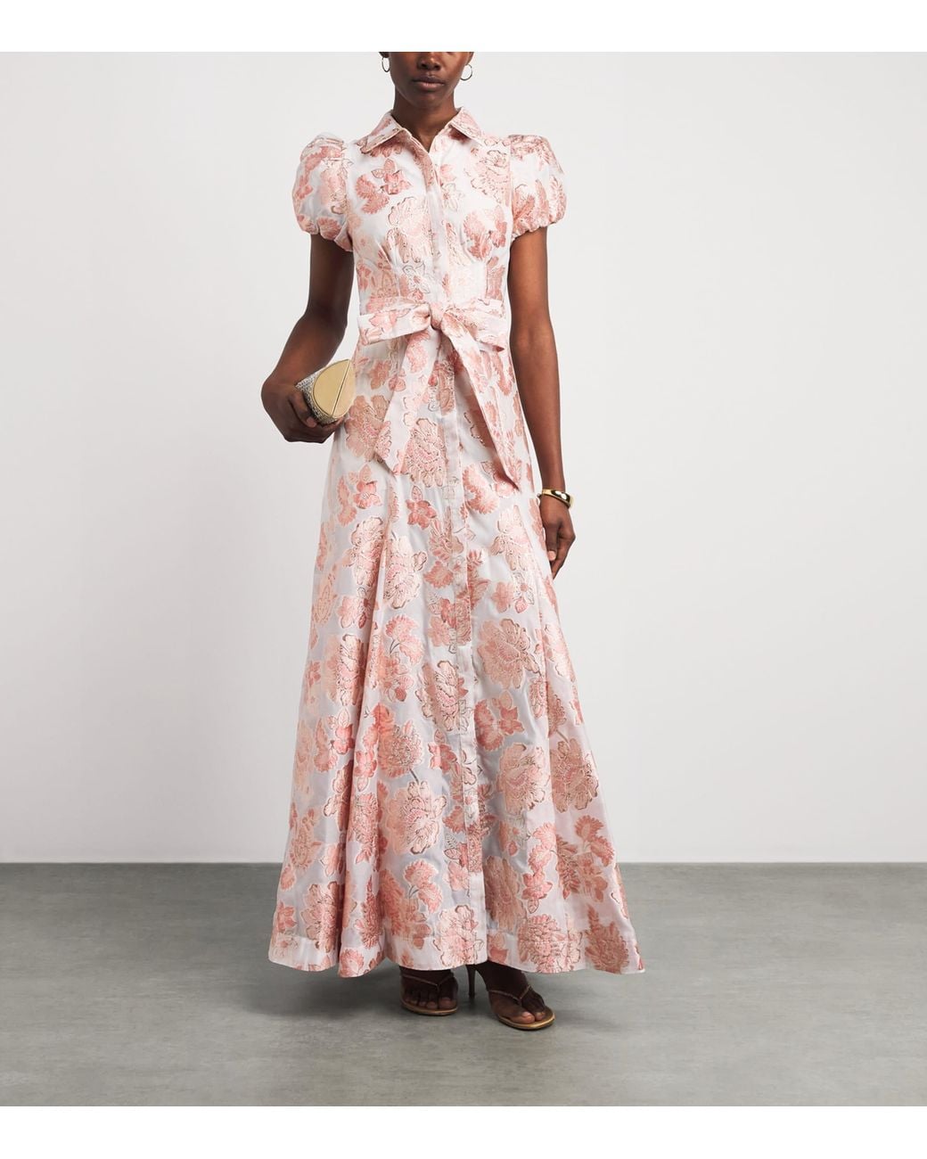 Alice + Olivia Pink Floral Jacquard Henrietta Maxi Dress
