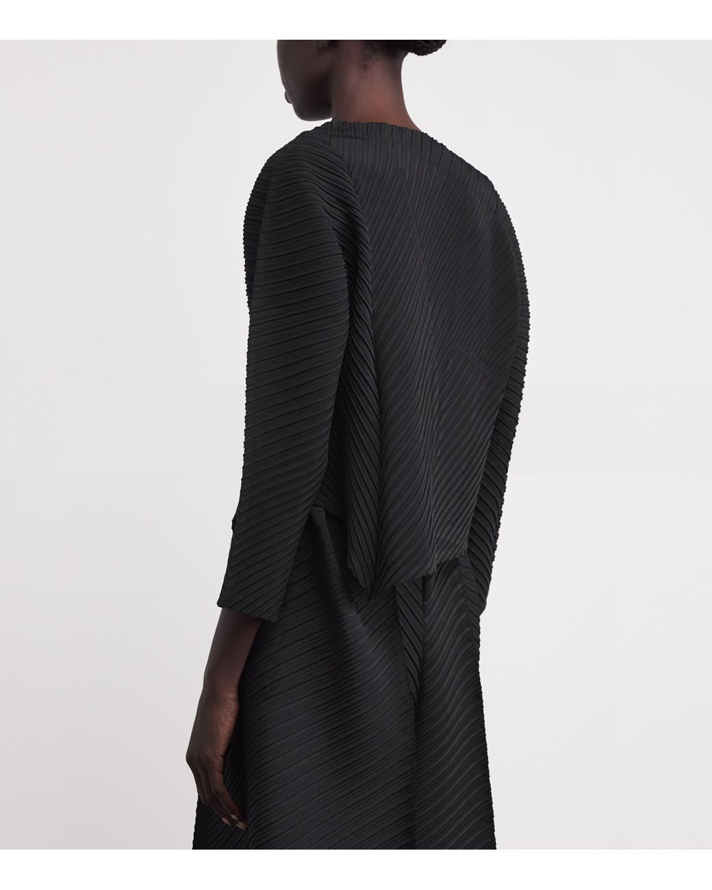 Issey Miyake Black Plaster Pleats Cardigan