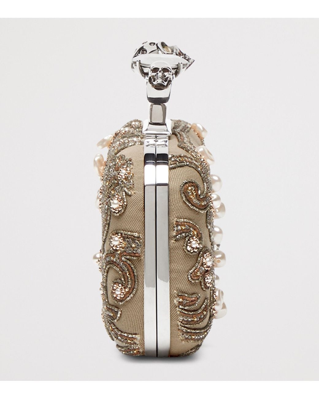 McQueen Metallic Long Bead-Embellished Knuckle Clutch Bag