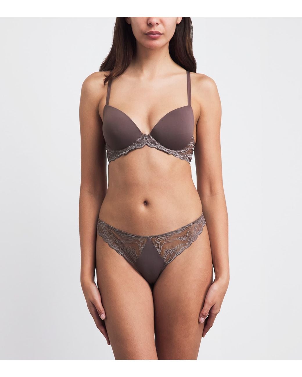 Calvin Klein Gray Lace Sensual Stretch Thong