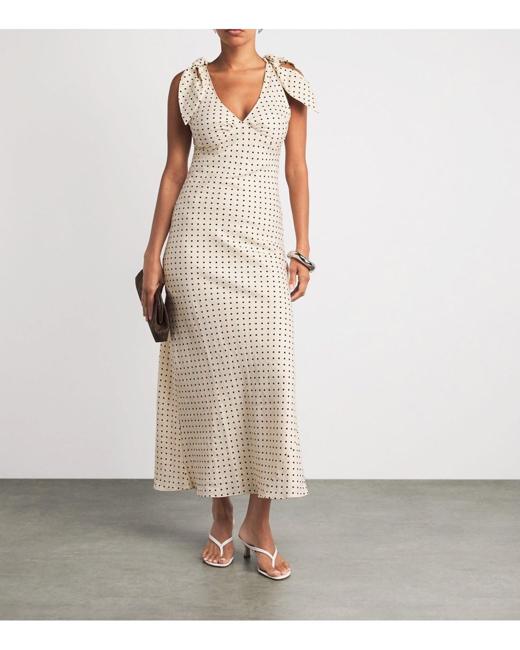 Faithfull The Brand White Linen Polka-Dot Solana Maxi Dress