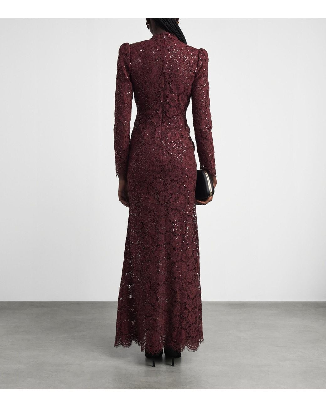 Self-Portrait Purple Lace Sequin-Embellished Maxi Dress