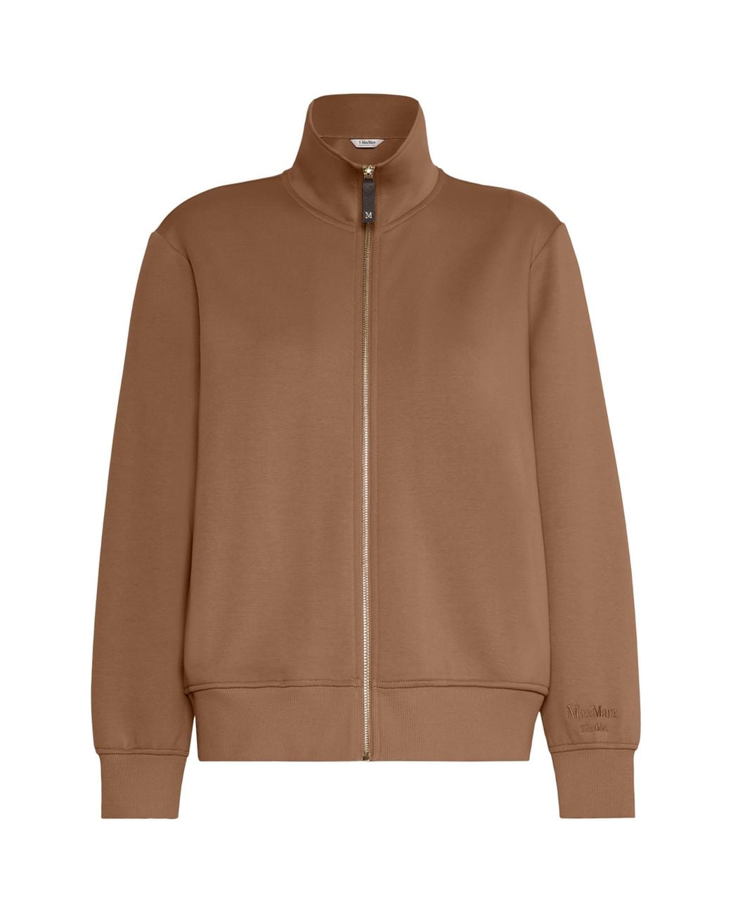 Max Mara Brown Cotton-Blend Zip-Up Sweatshirt
