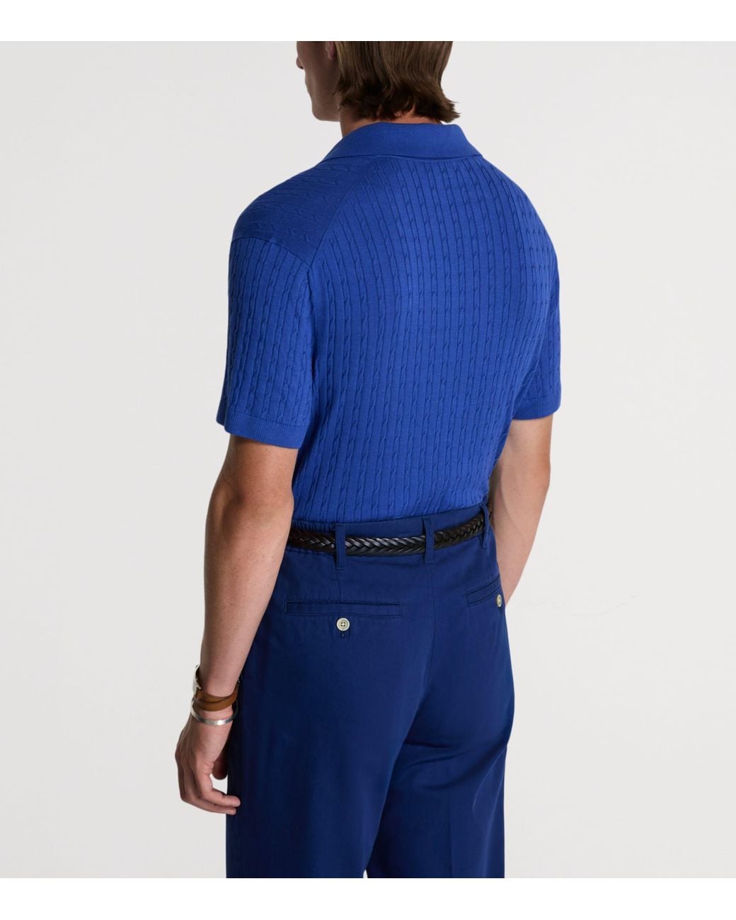 Dunhill Blue Cotton-Mulberry Silk Polo Shirt for men