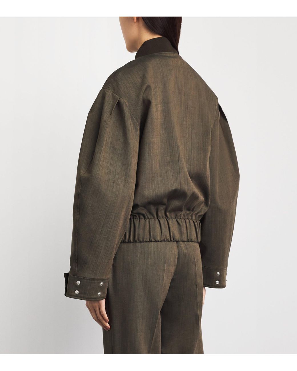 Ganni Green Wool Bomber Jacket