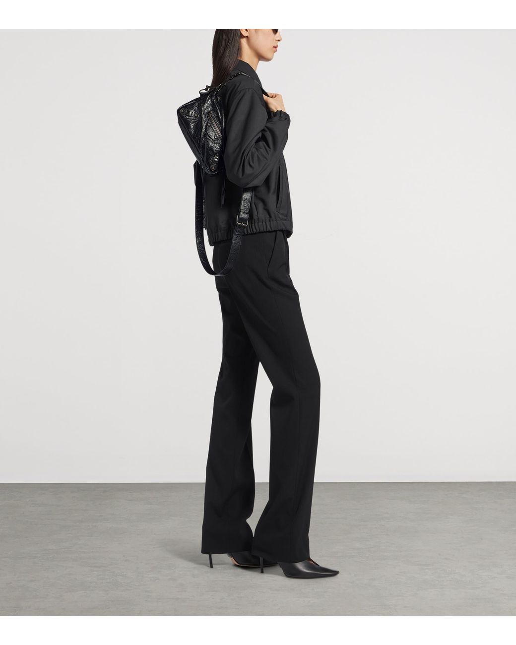 Balenciaga Black Mini Lambskin Le City Moto Shoulder Bag