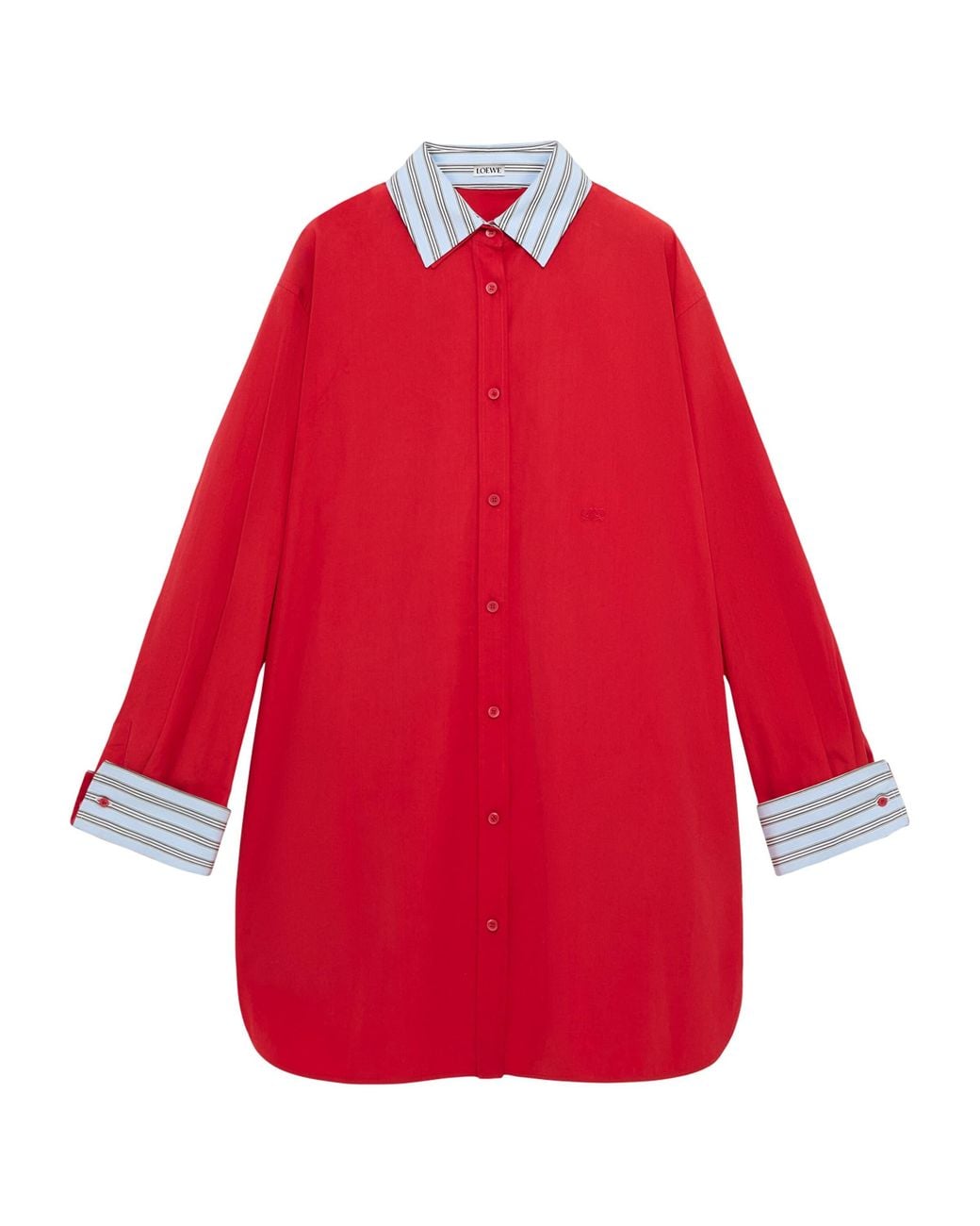 Loewe Red Stretch-Cotton Midi Shirt Dress