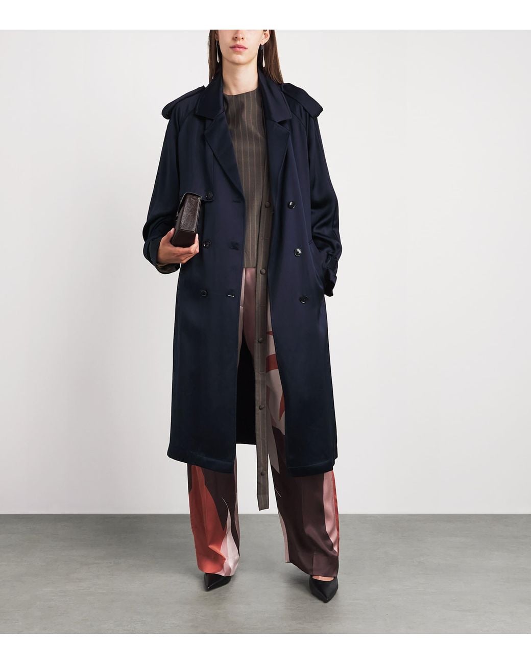 Victoria Beckham Red Satin Cecilia Wide-Leg Trousers