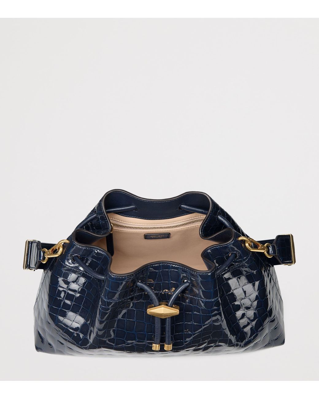 Jimmy Choo Blue Croc-Embossed Bon Bon Shoulder Bag