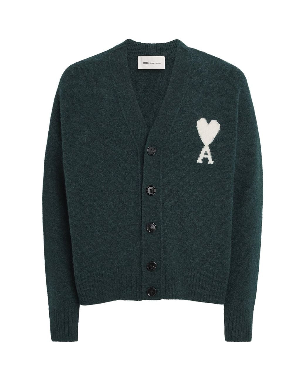 AMI Green Ami De Coeur Cardigan for men