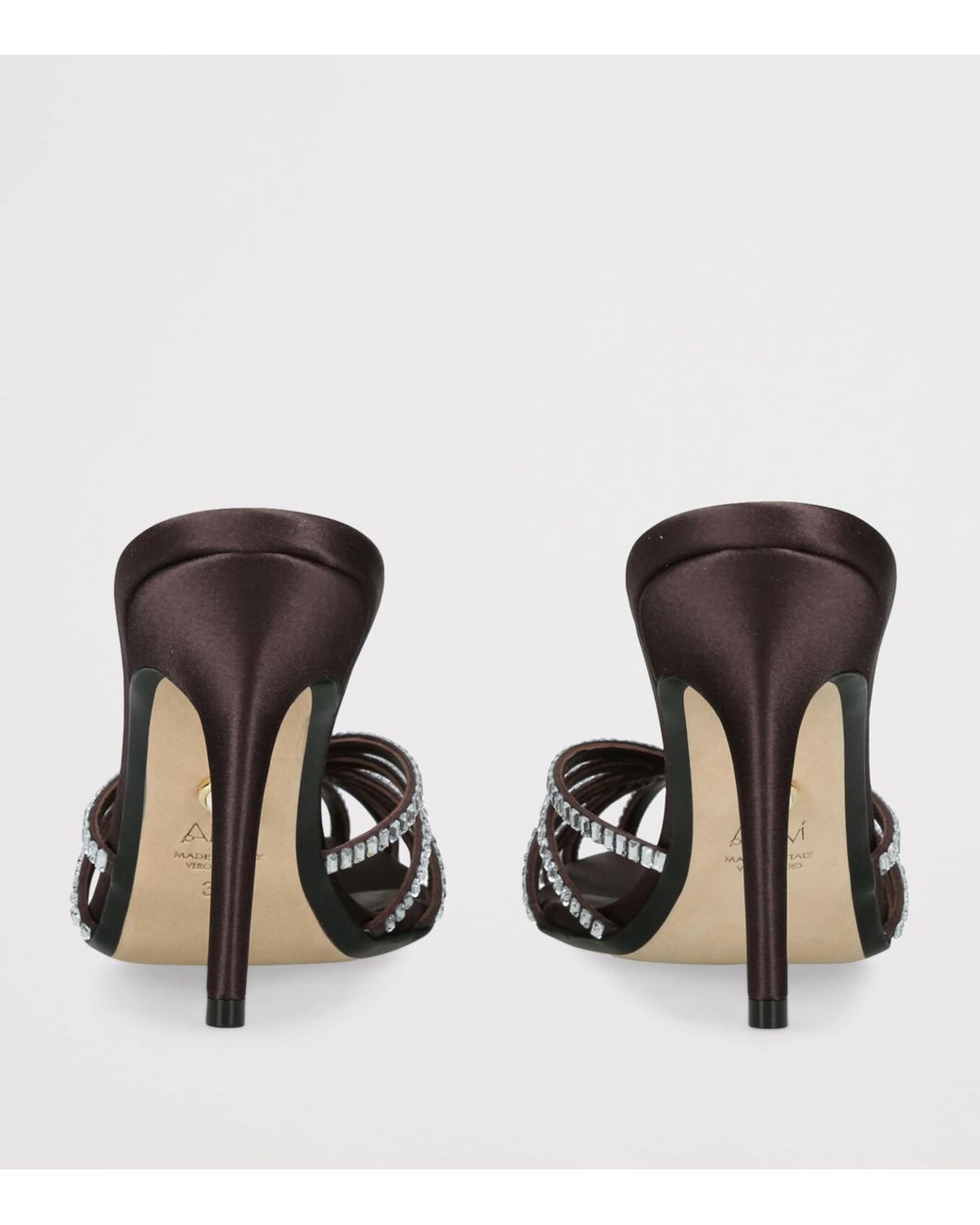 ALEVI Black Satin Emily Xtal Heeled Sandals 95