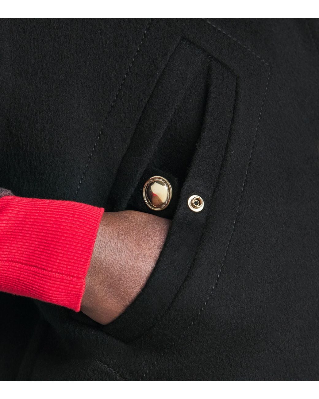 Sandro Black Wool Contrast-Collar Jacket