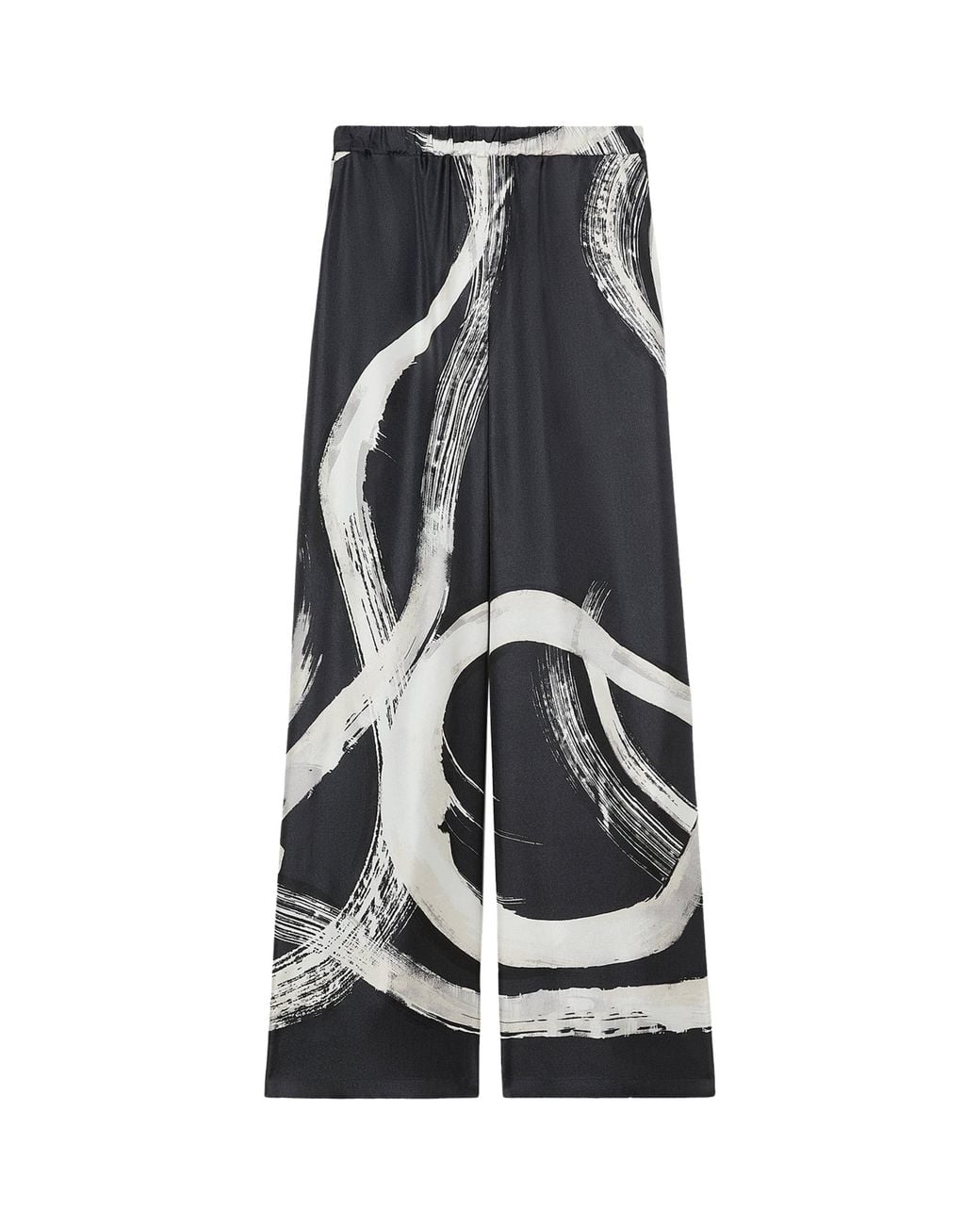 Marina Rinaldi Black Silk Printed Trousers