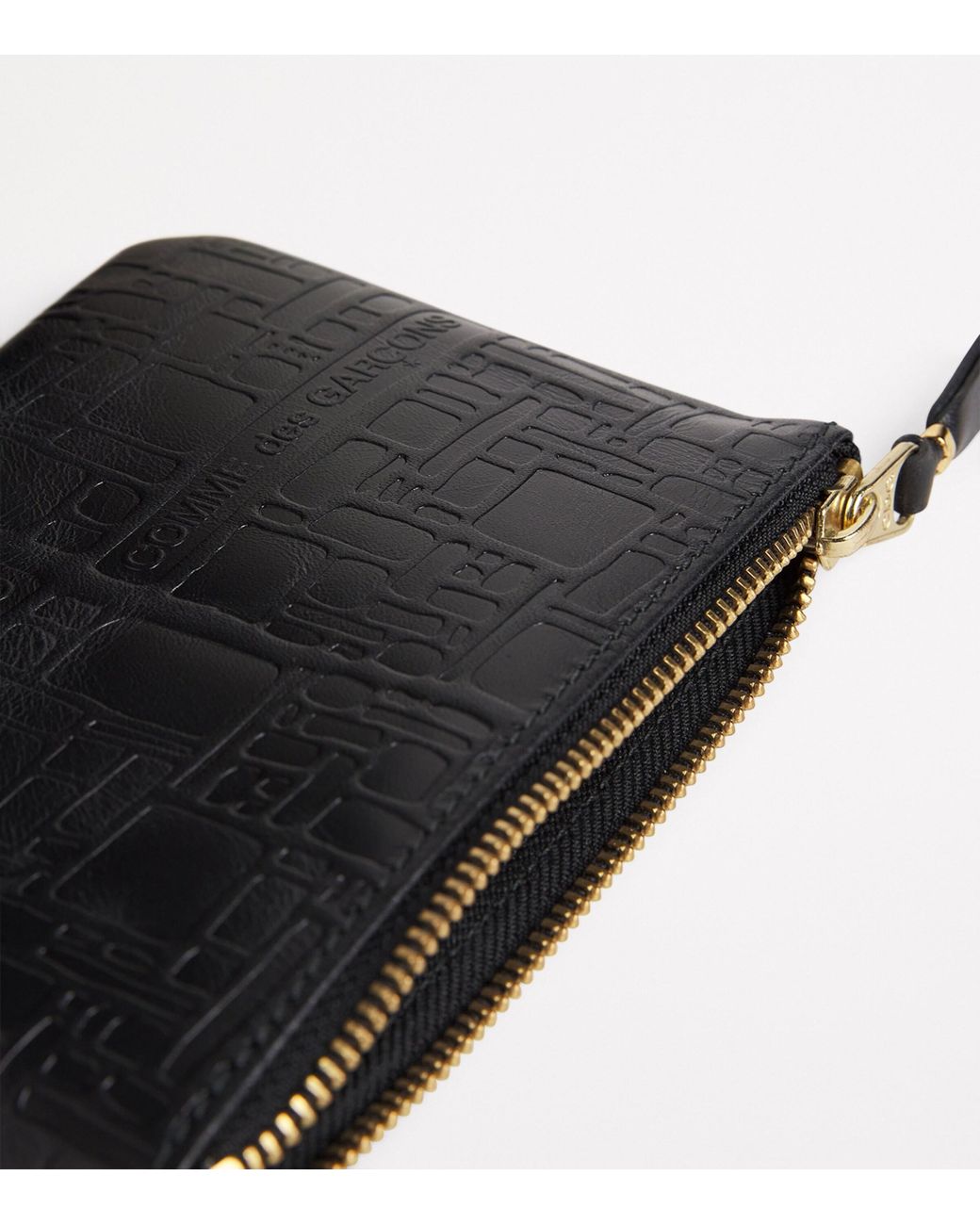 Comme des Garçons Black Leather Logo Embossed Zipped Pouch for men