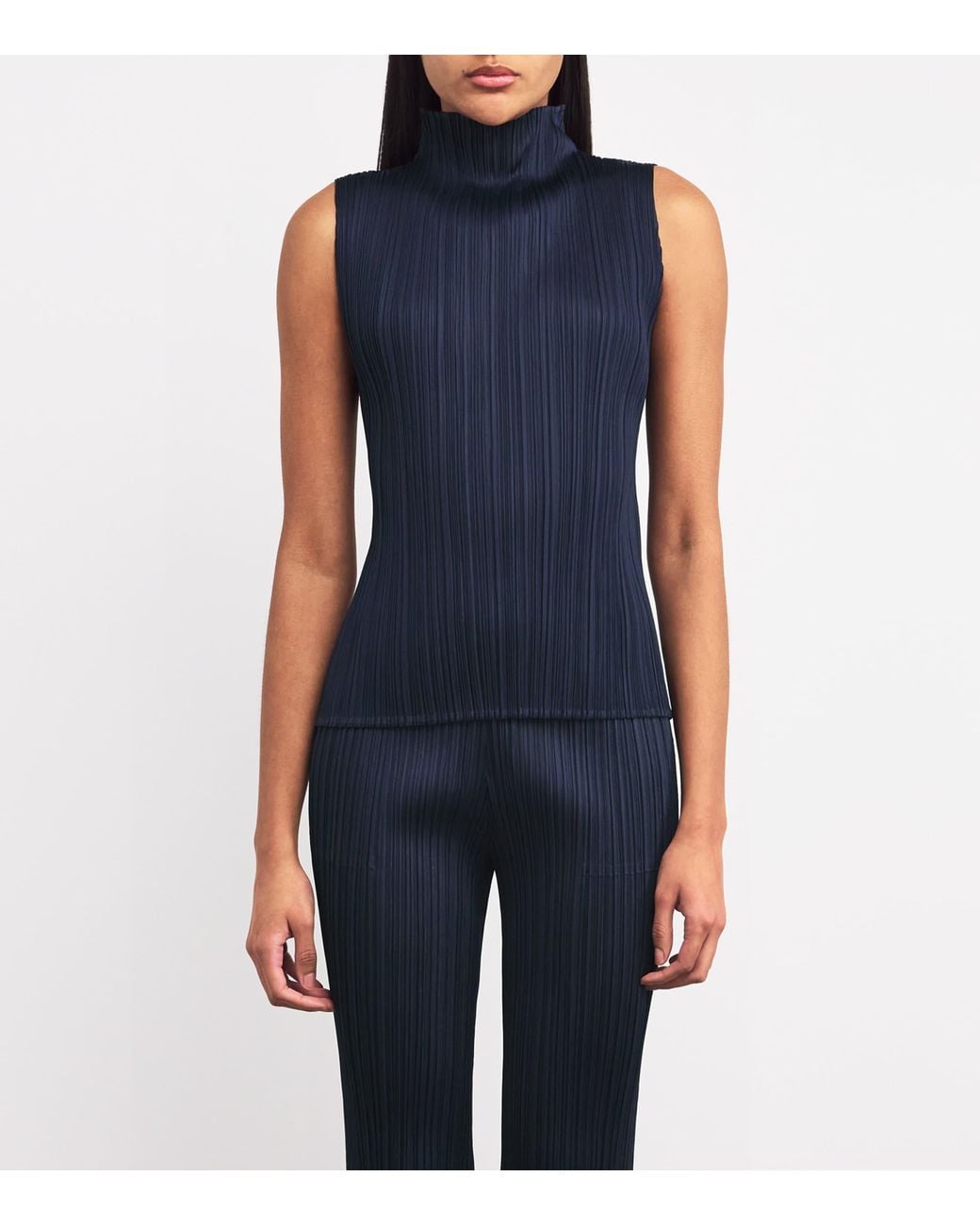 Pleats Please Issey Miyake Blue New Colorful Basics 4 Sleeveless Top