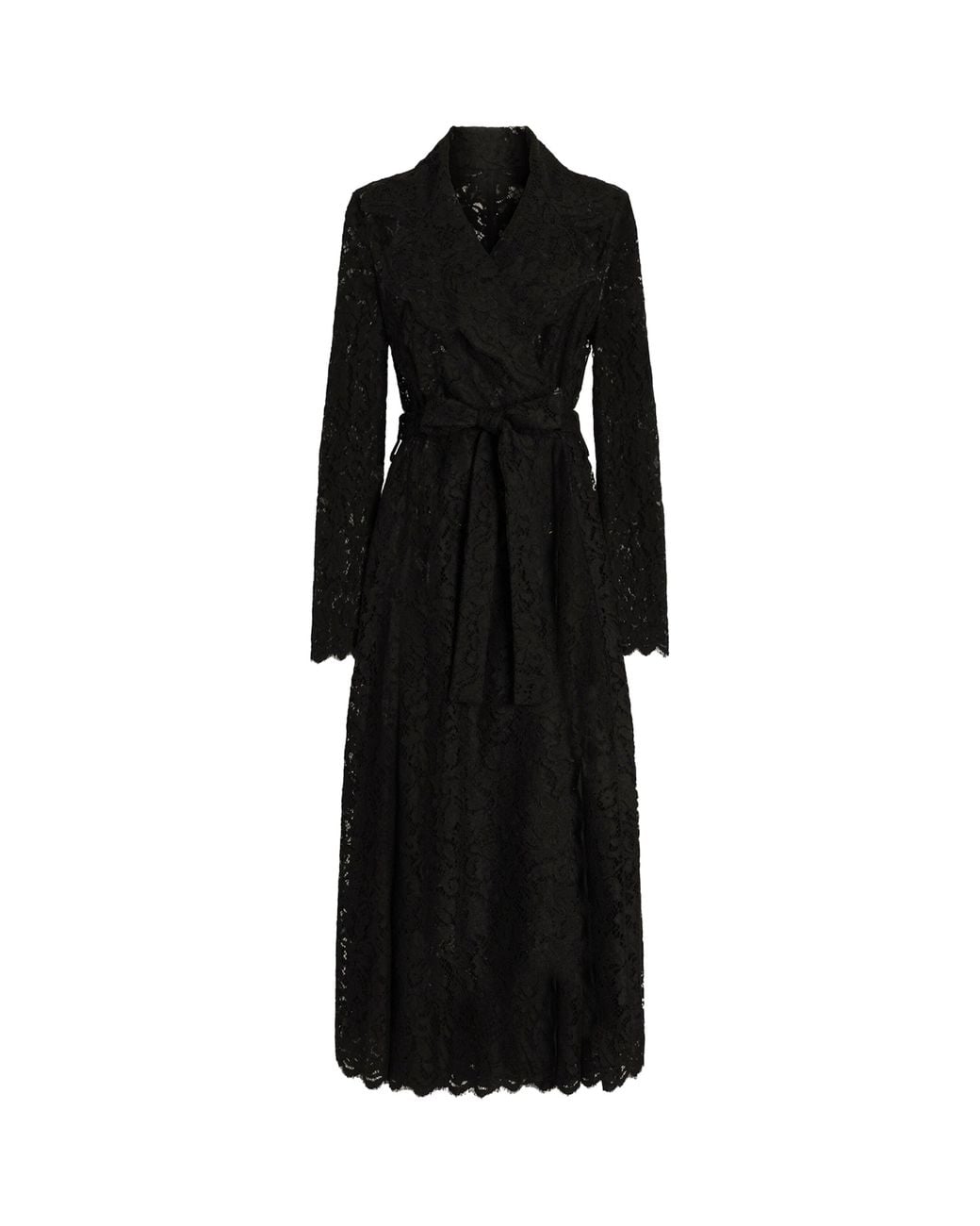 Dolce & Gabbana Black Lace Wrap Coat