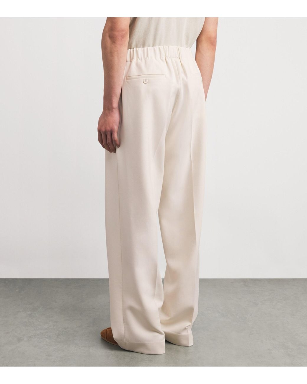 Sandro White Cotton-Blend Straight-Fit Trousers for men