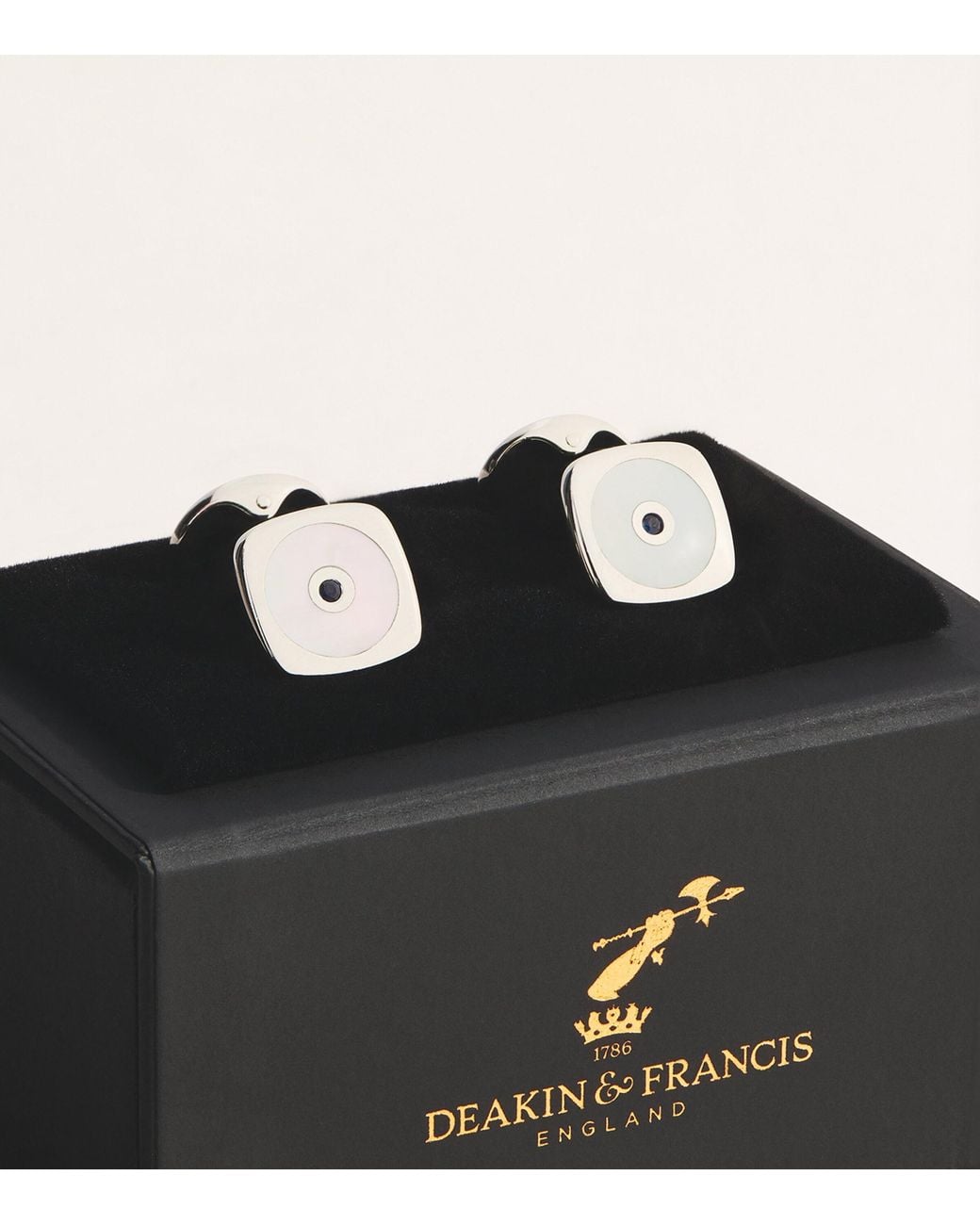Deakin & Francis Natural Sterling, Mother Of Pearl And Sapphire Cushion Cufflinks for men