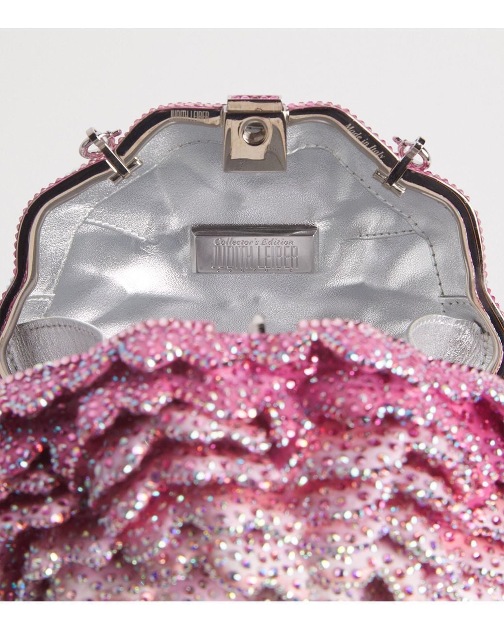Judith Leiber Pink Crystal-Embellished Peony Clutch Bag