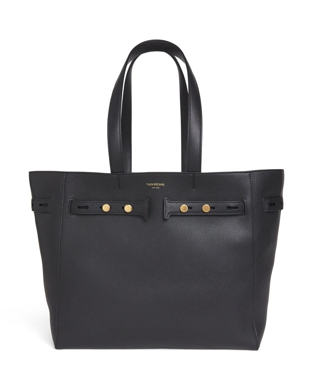 Thom Browne Black Leather Cabas Tote Bag