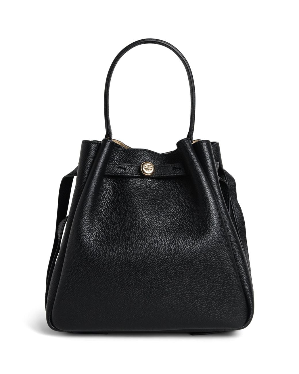Tory Burch Black Leather Romy Bucket Bag
