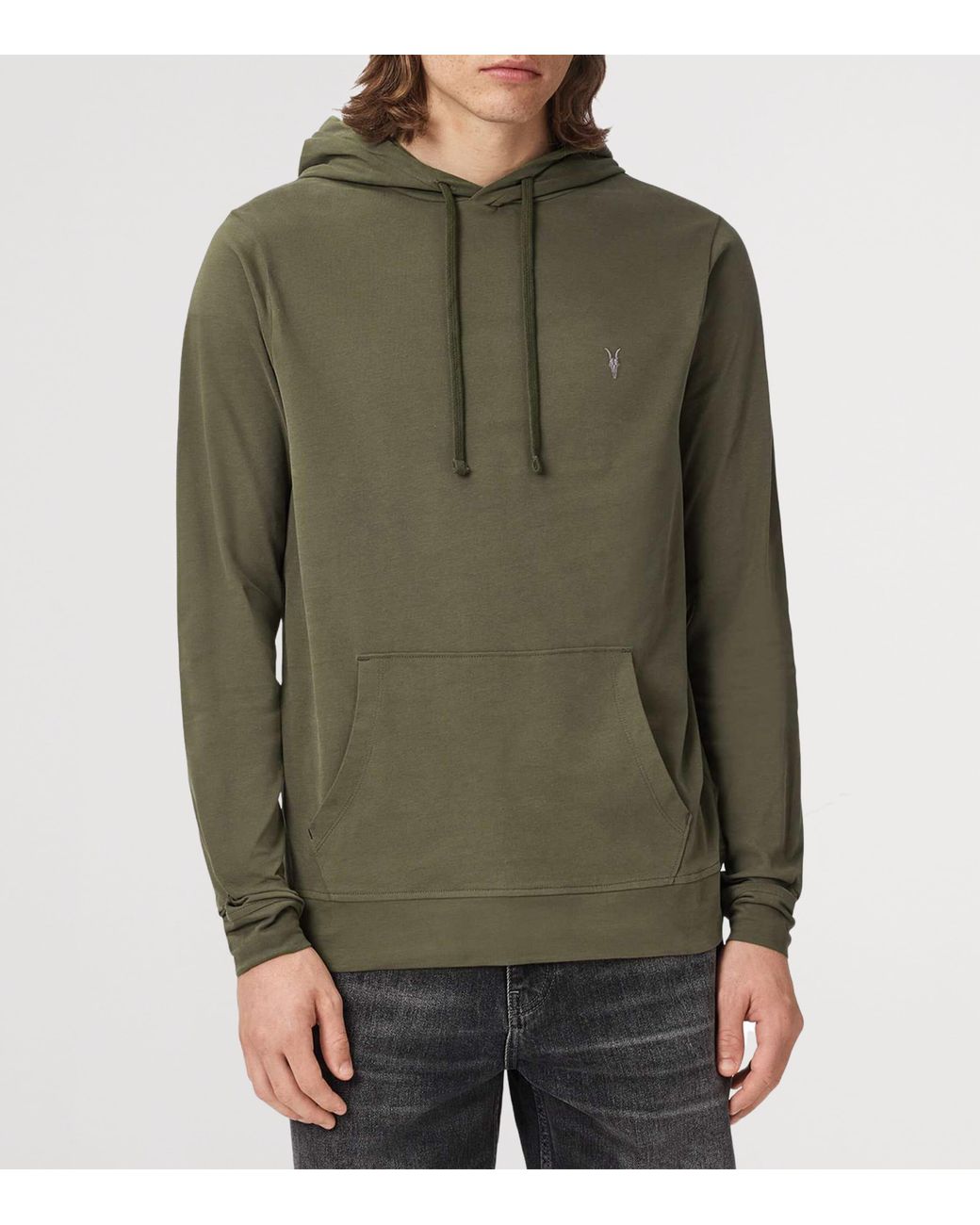 AllSaints Green Brace Over-The-Head Hoodie for men