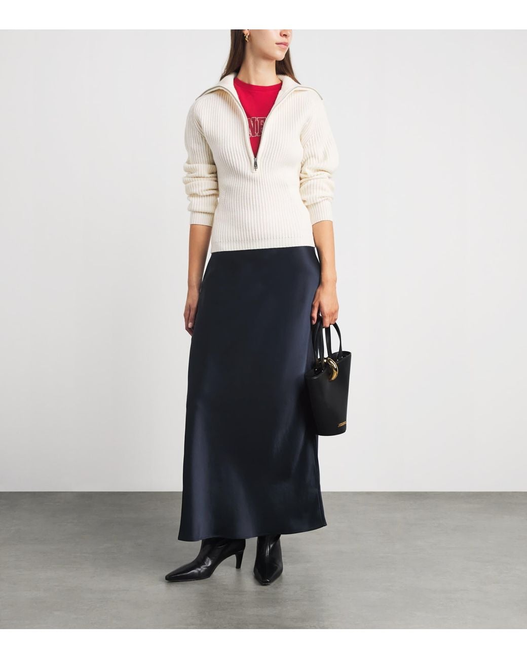 Anine Bing Blue Silk Bar Maxi Skirt