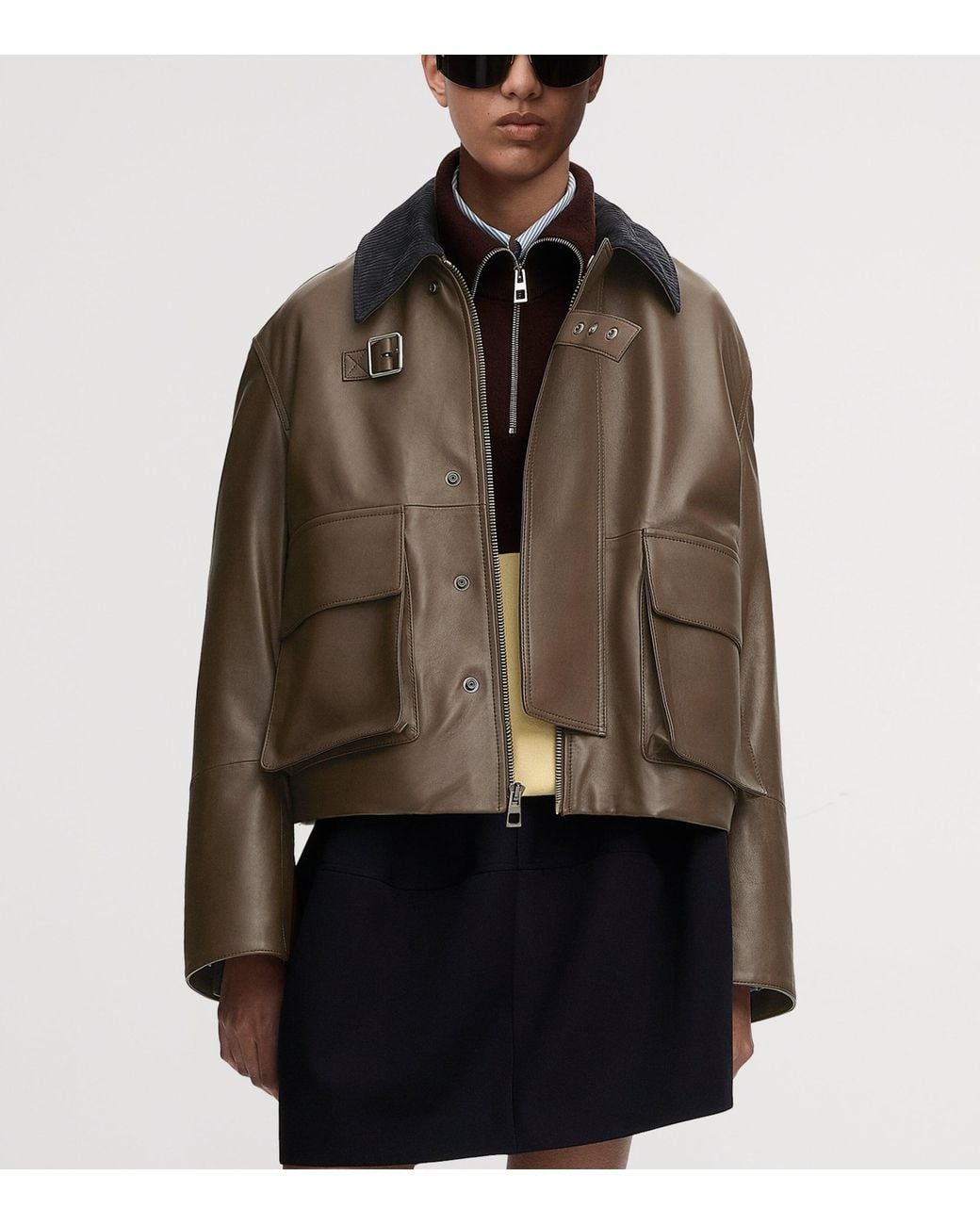 Loewe Brown Lambskin Aviator Jacket