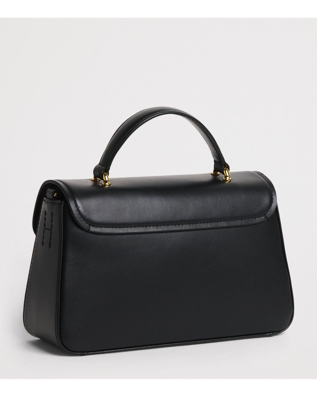 Harrods Black Leather Snaffle Top-Handle Bag