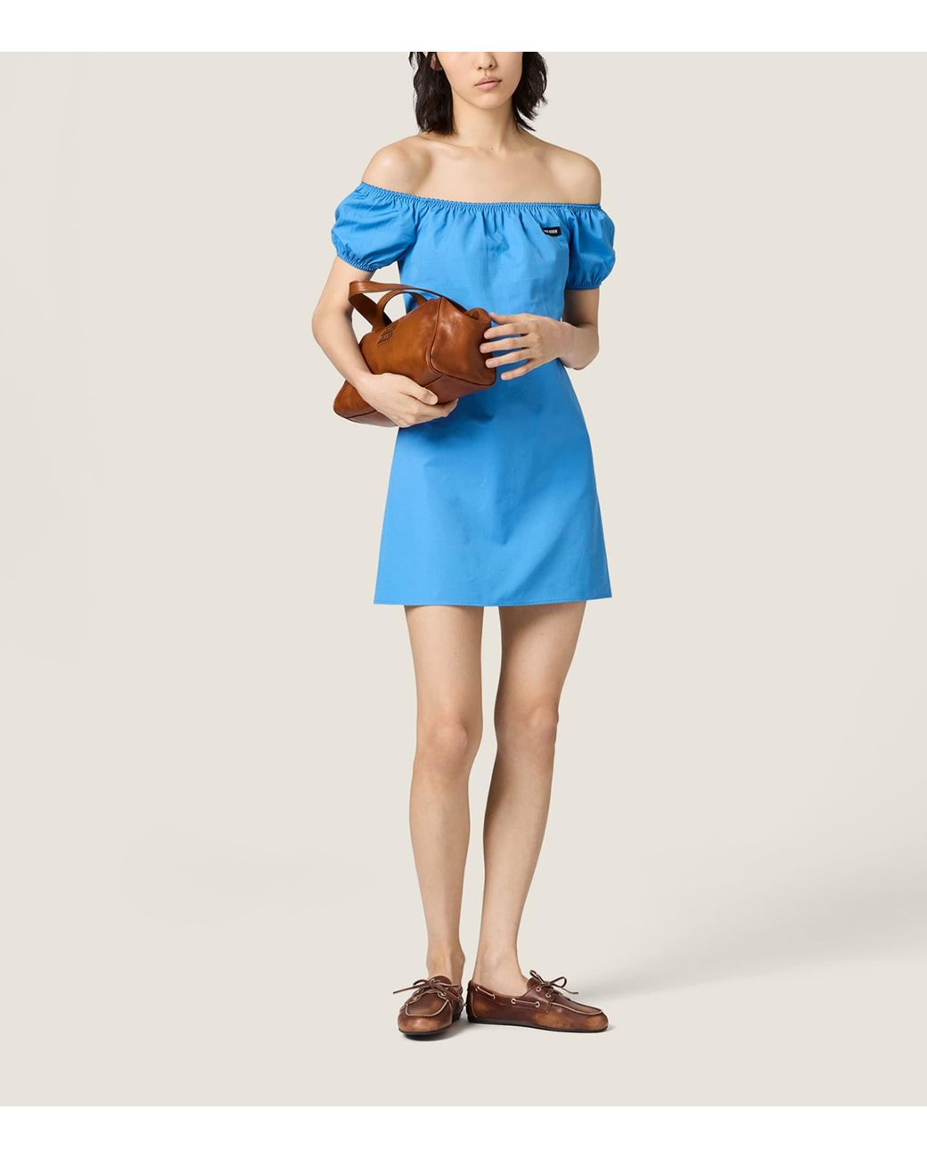 Miu Miu Blue Cotton Poplin Mini Dress