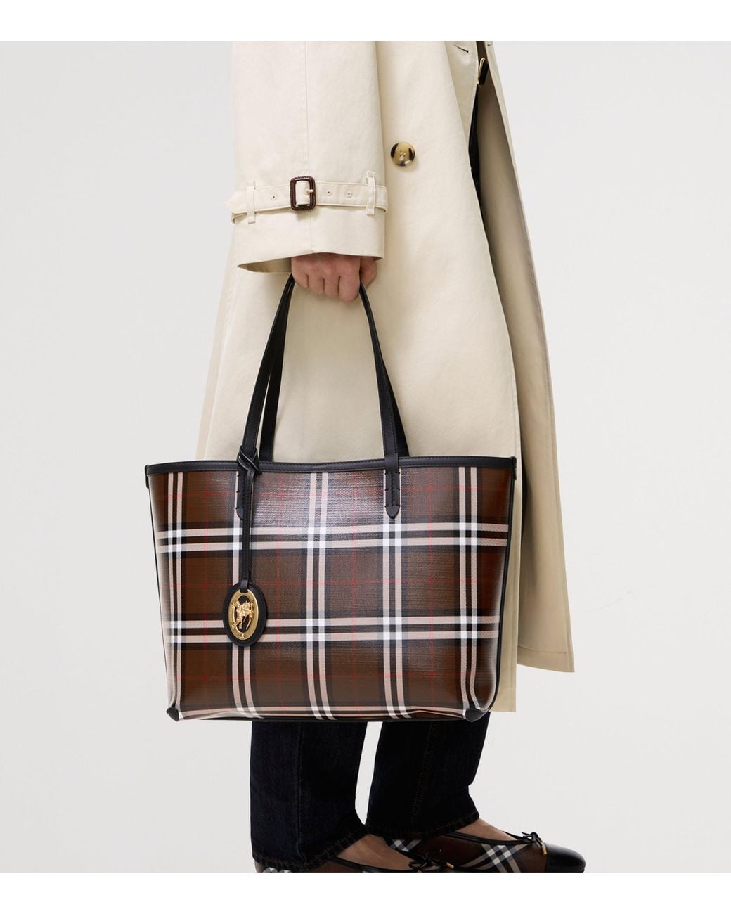Burberry Black Small Check Tote Bag