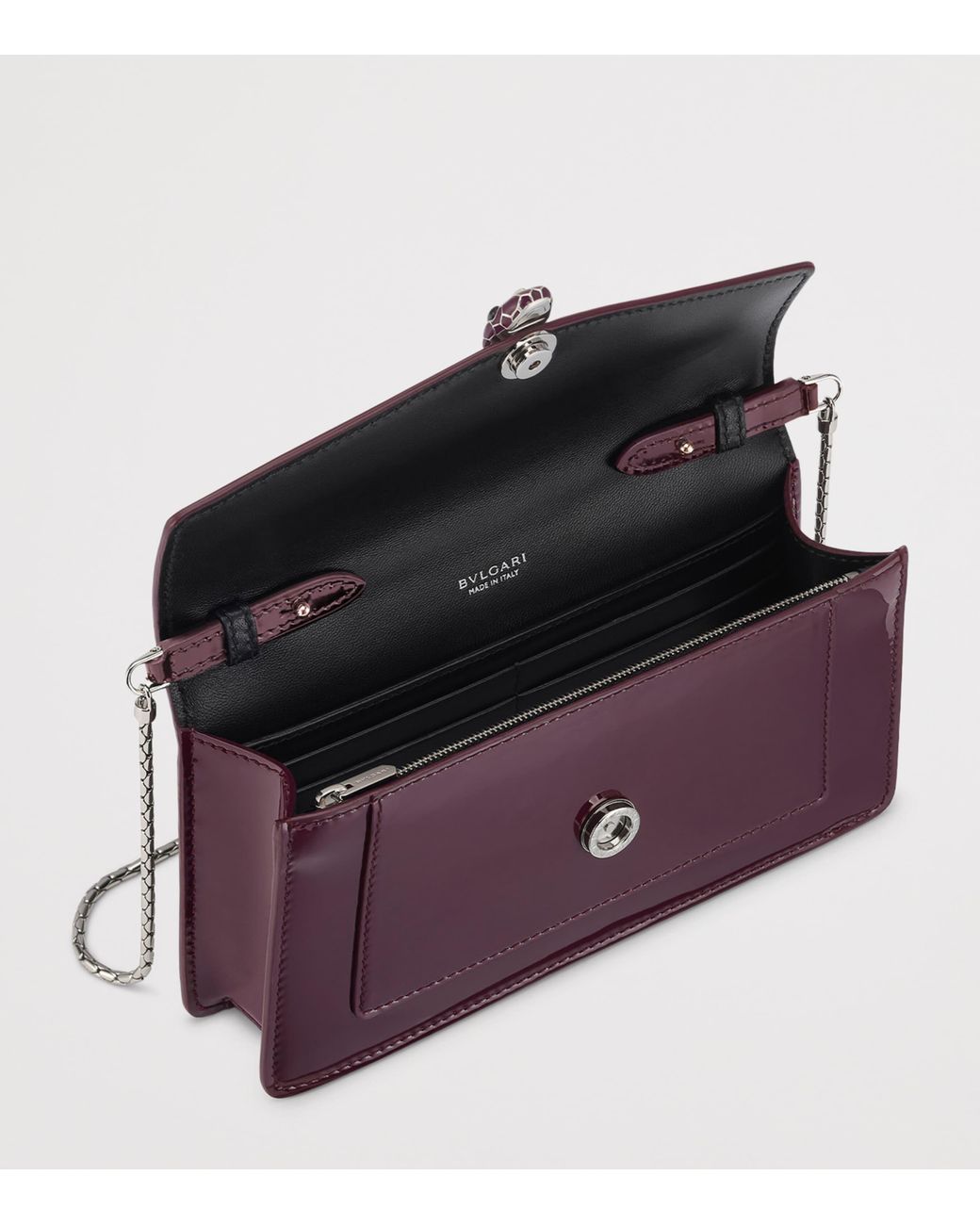 BVLGARI Purple Leather Serpenti Forever Chain Wallet