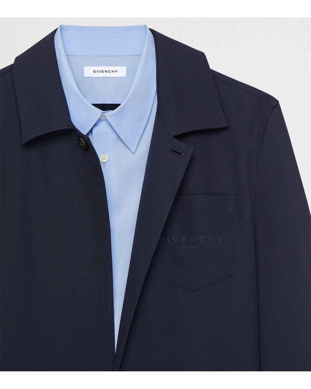 Givenchy Blue Wool Trompe-L'Oeil Shirt for men