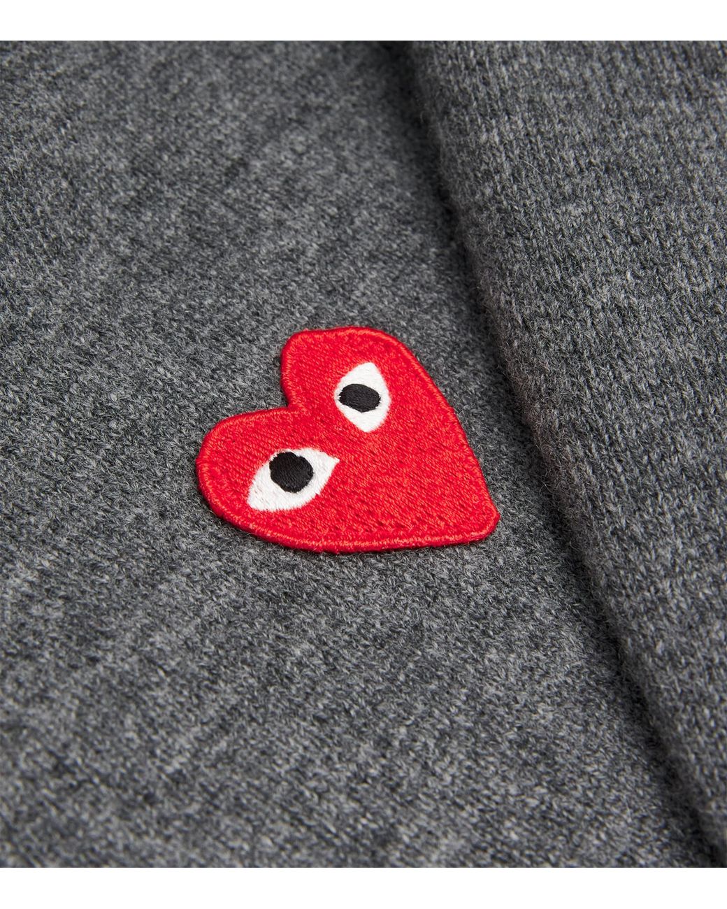 COMME DES GARÇONS PLAY Gray Wool Heart Cardigan for men