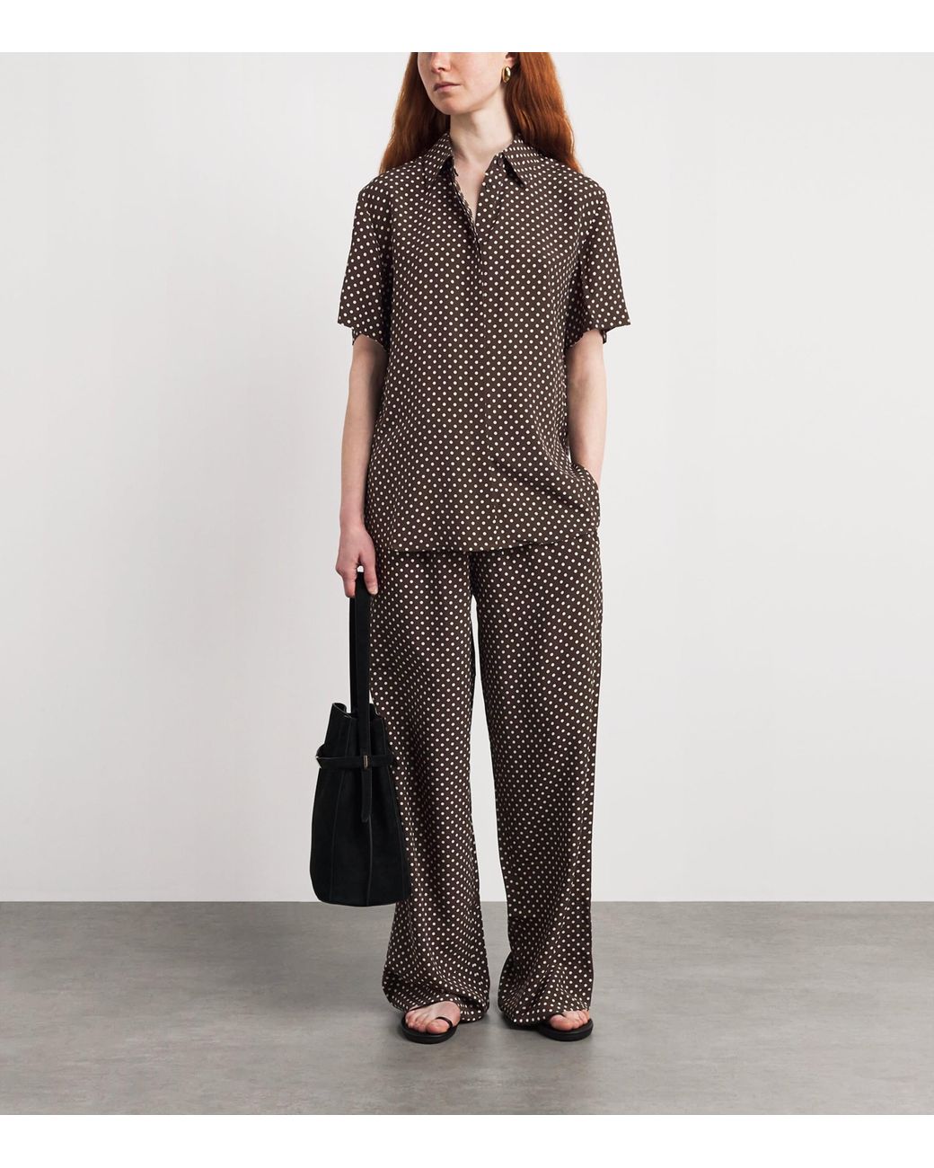 Matteau Brown Silk Polka Dot Shirt