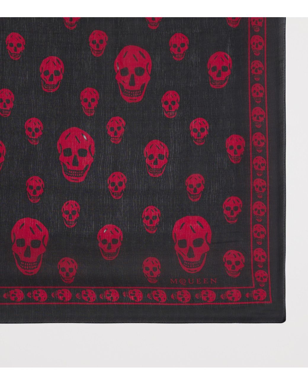 McQueen Blue Silk Skull Scarf