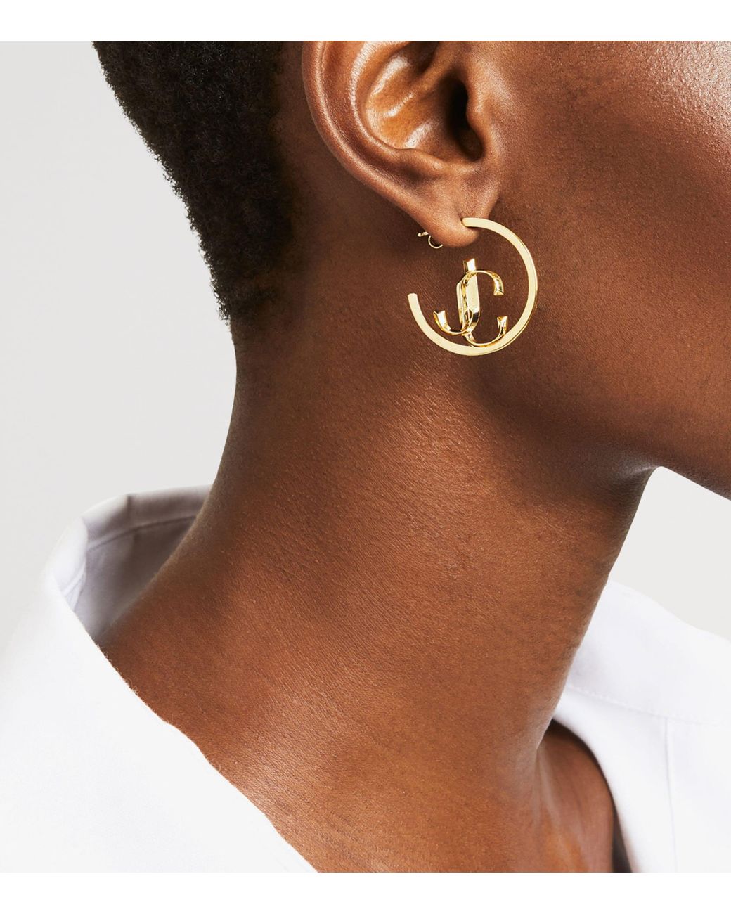 Jimmy Choo Metallic Jc Hoop Earrings