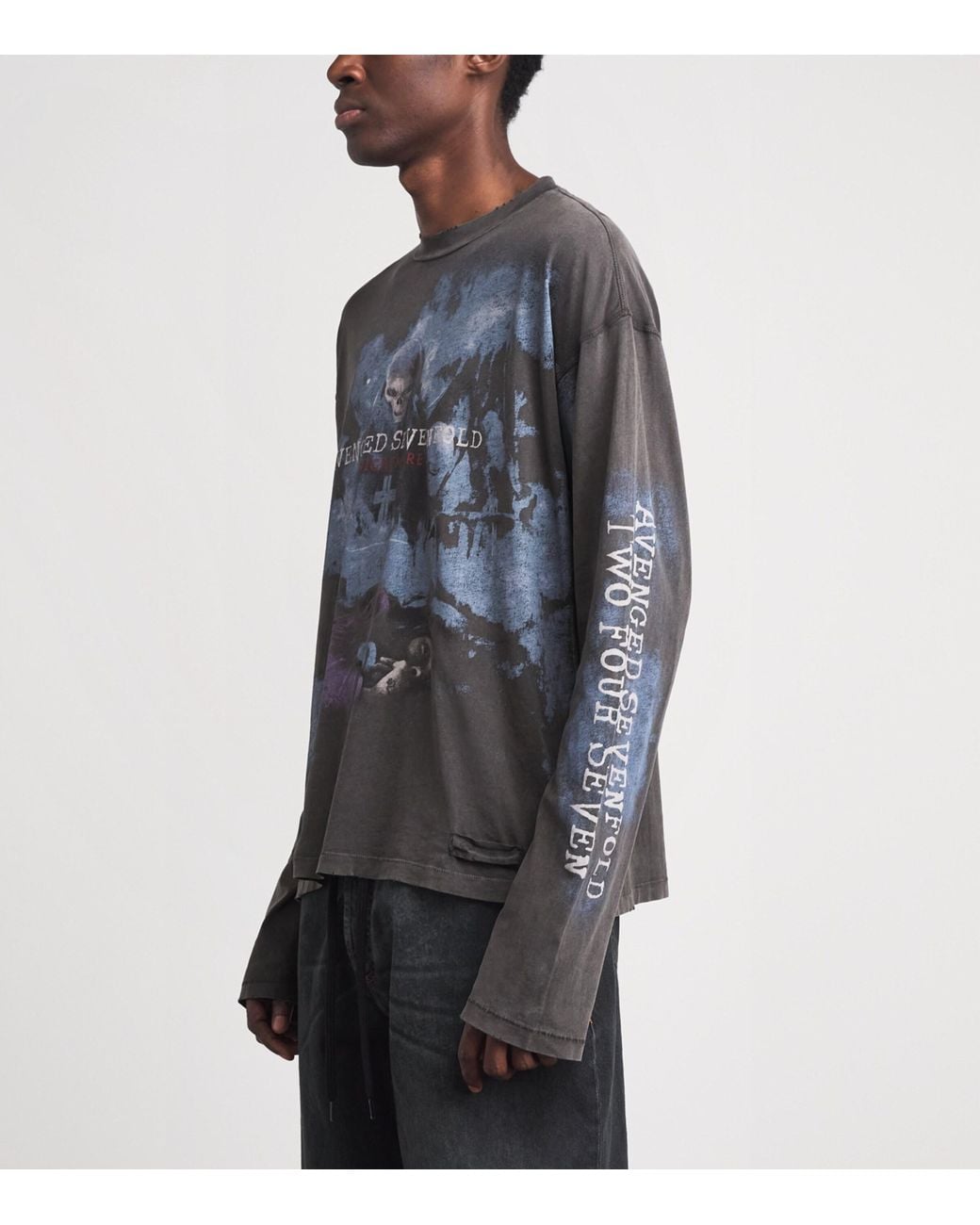 REPRESENT 247 Gray X Avenged Sevenfold Cotton Graphic T-Shirt for men