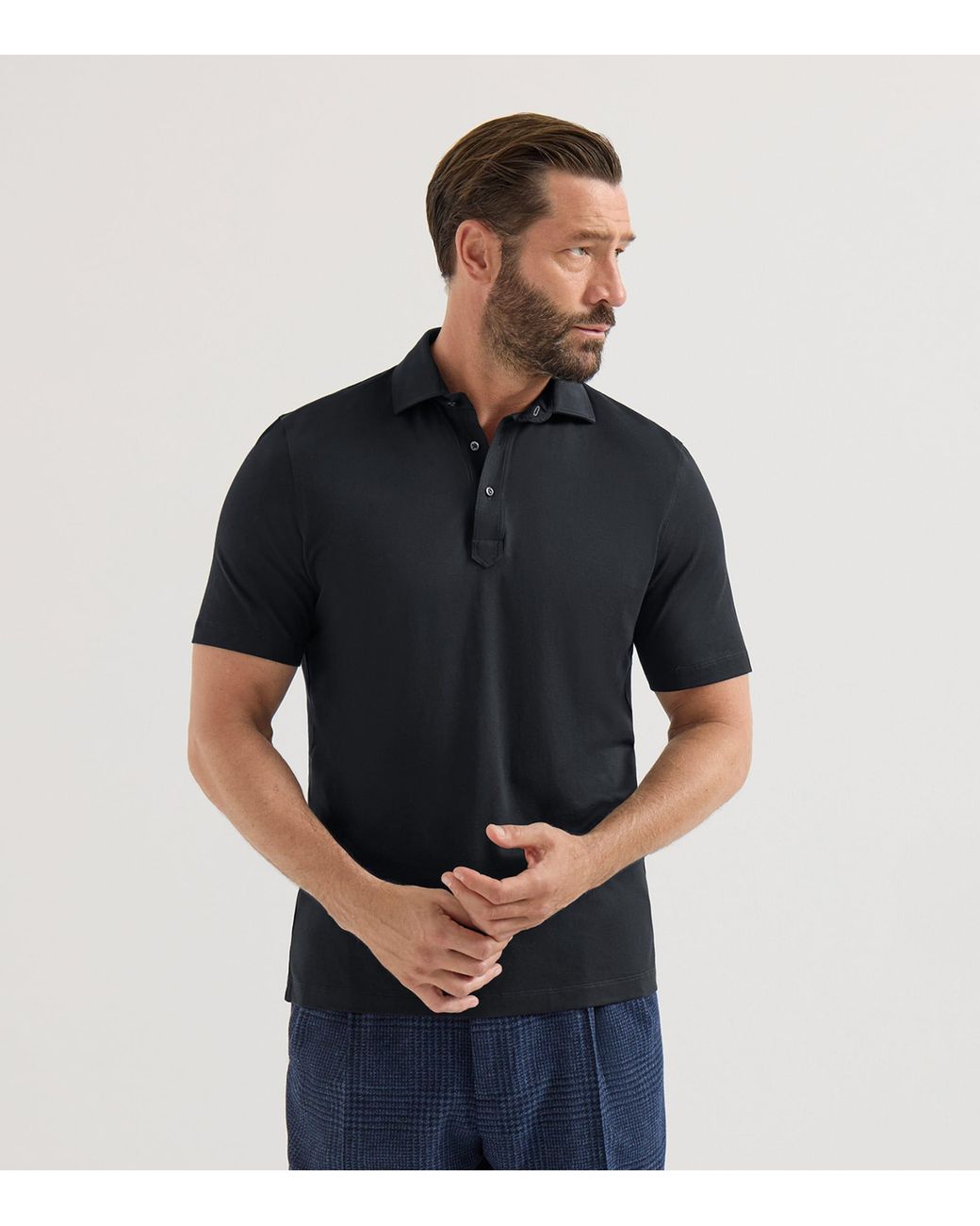 Brunello Cucinelli Black Cotton Polo Shirt for men
