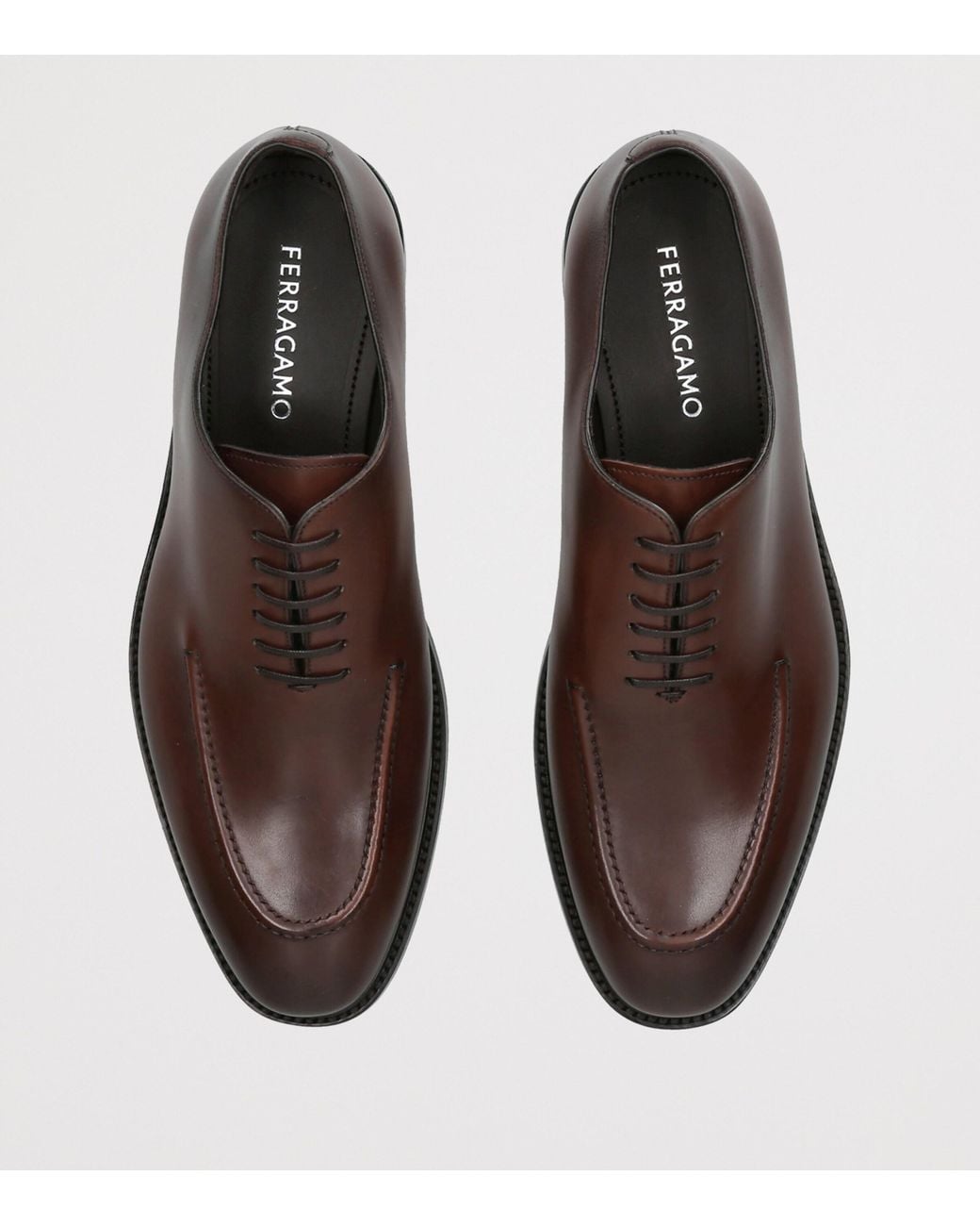Ferragamo Brown Leather Salerno Oxford Shoes for men