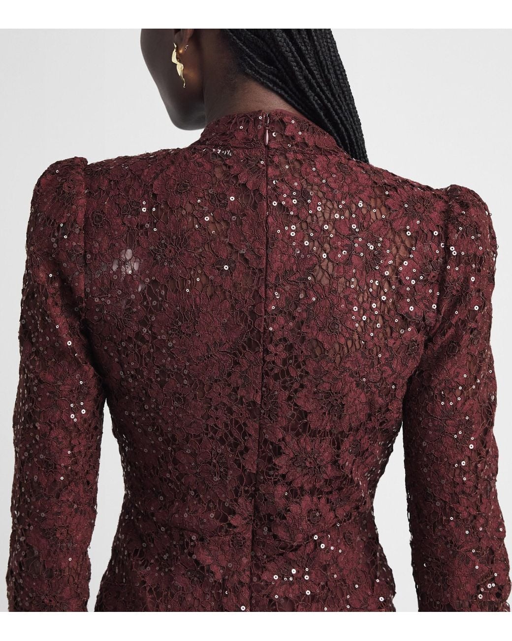 Self-Portrait Purple Lace Sequin-Embellished Maxi Dress