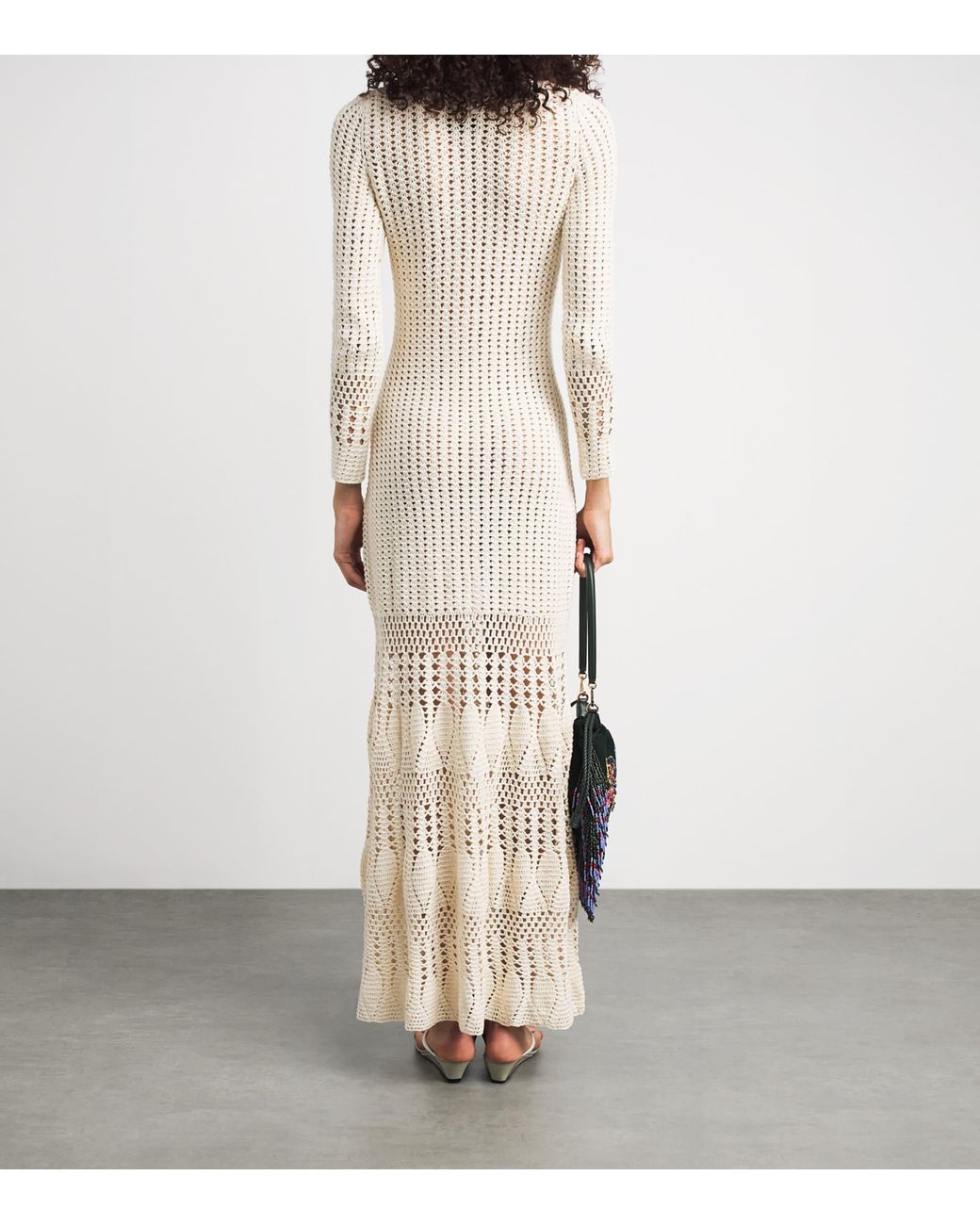 Escvdo White Crochet Reflejo Midi Dress