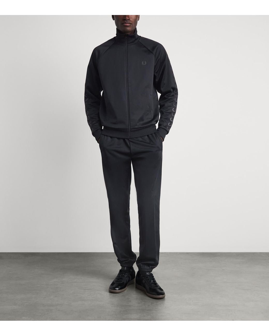 Fred Perry Blue Contrast-Tape Track Jacket for men