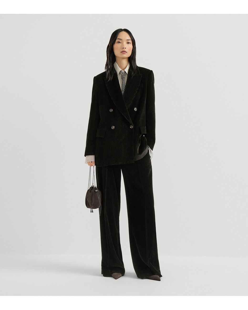 Brunello Cucinelli Black Embellished Corduroy Blazer